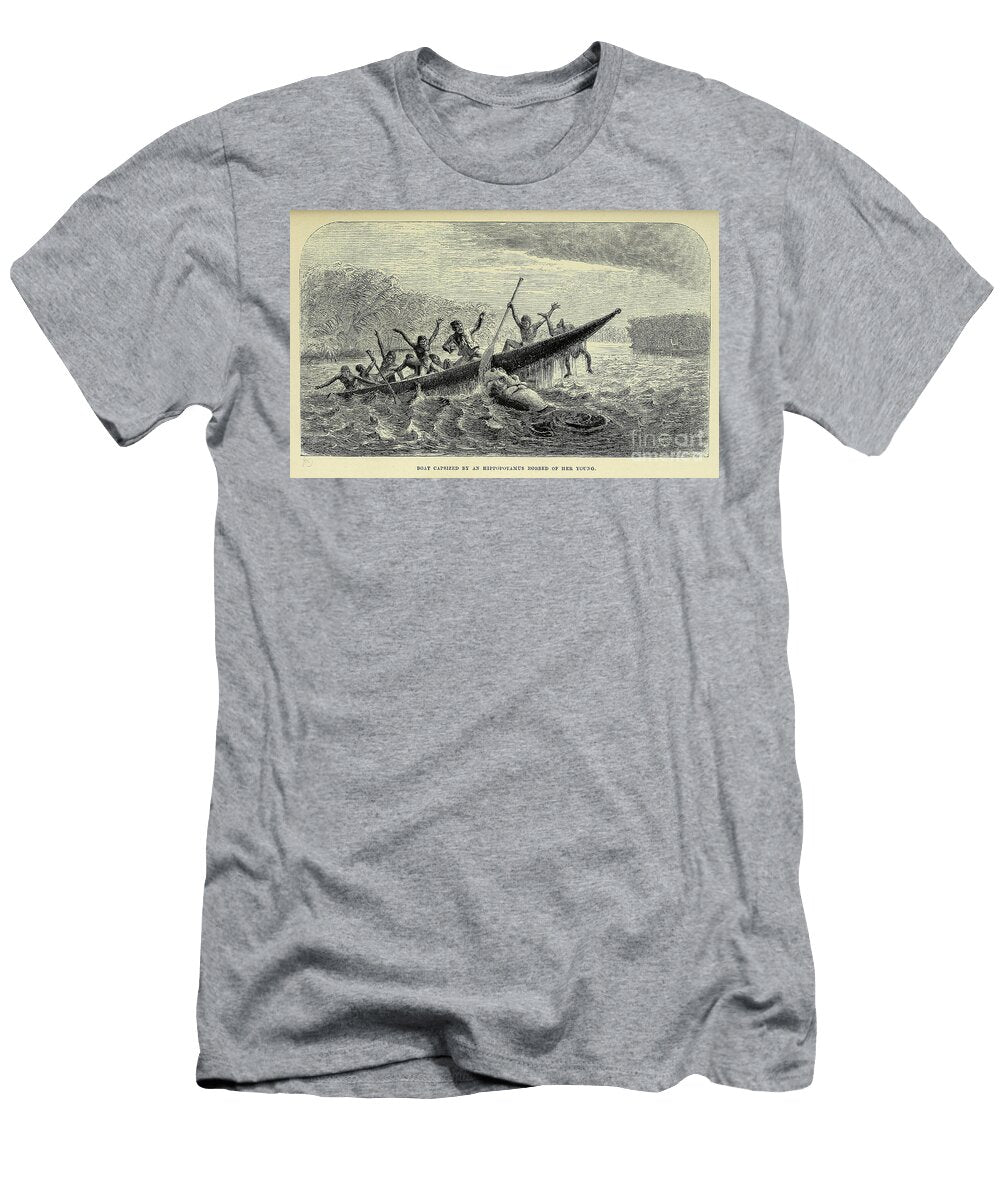 Boat Capsized By a Hippopotamus E1 Historic Illustrations T-Shirt