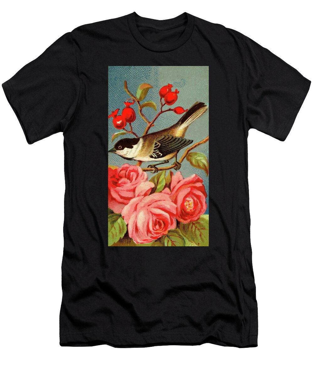 Chickadee Vintage Animal Illustration Picked and Shared T-Shirt