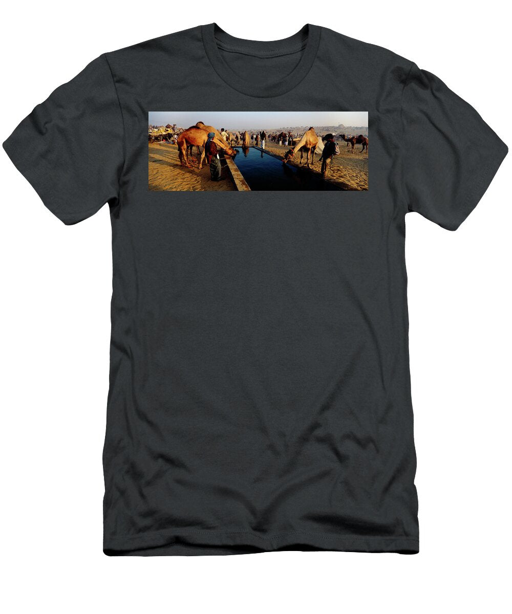 Group of People At a Camel Fair Animal Images T-Shirt