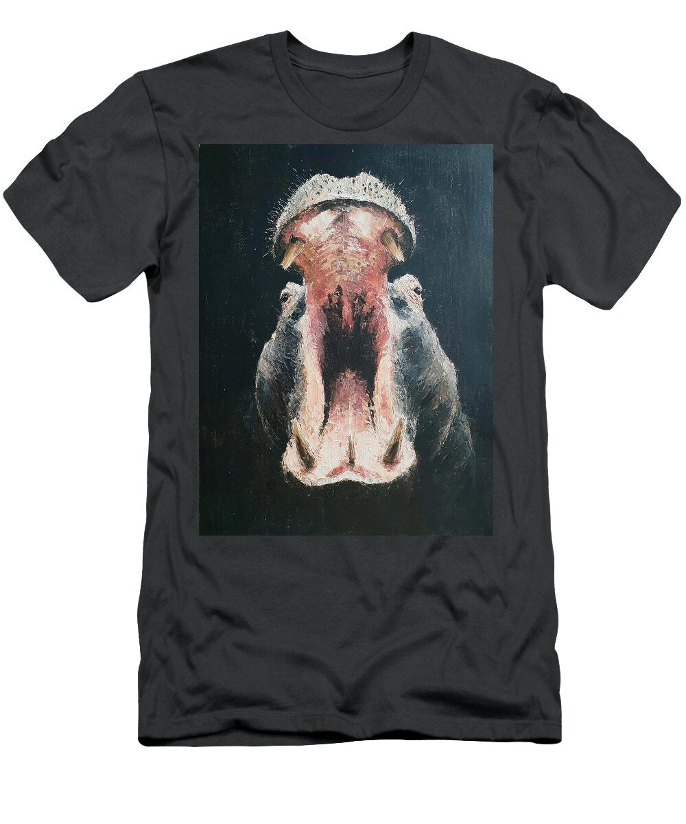 Open Mouthed Hippopotamus Portrait Hippo Yawning Wide Hugo Boyle T-Shirt