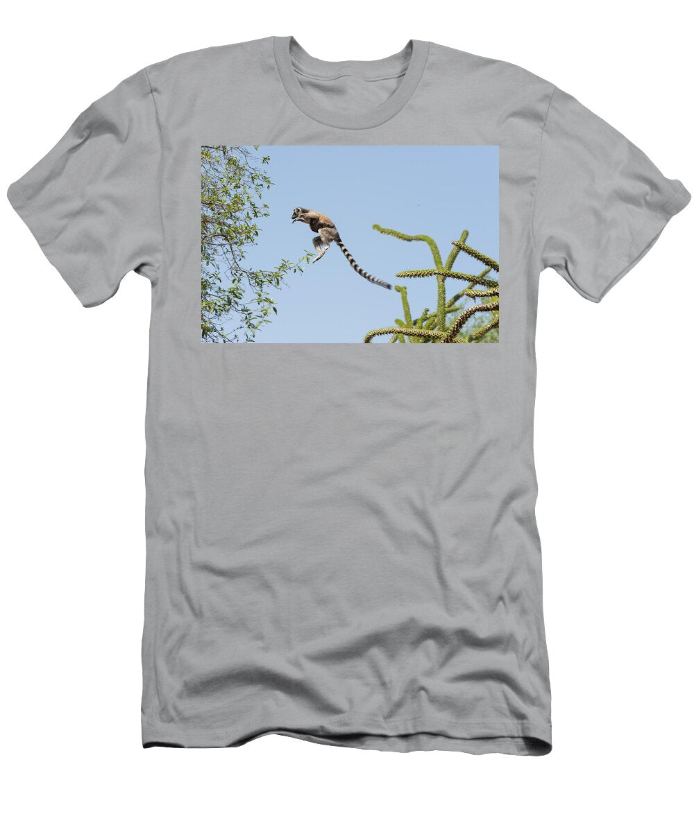 Ring Tailed Lemur and Baby Leaping Suzi Eszterhas T-Shirt
