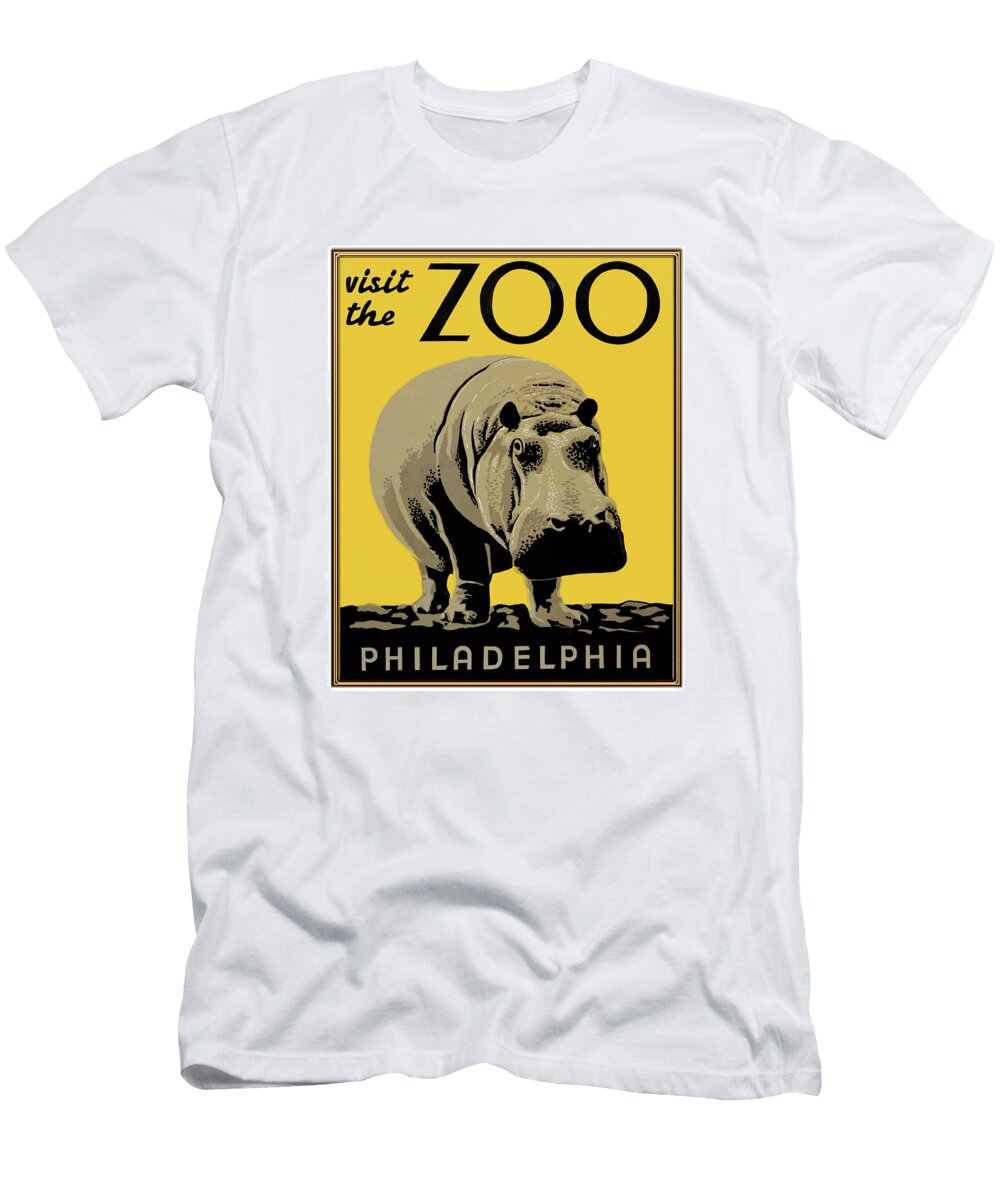 Wood Cut Image of Hippo for Philadelphia Zoo Elaine Plesser T-Shirt